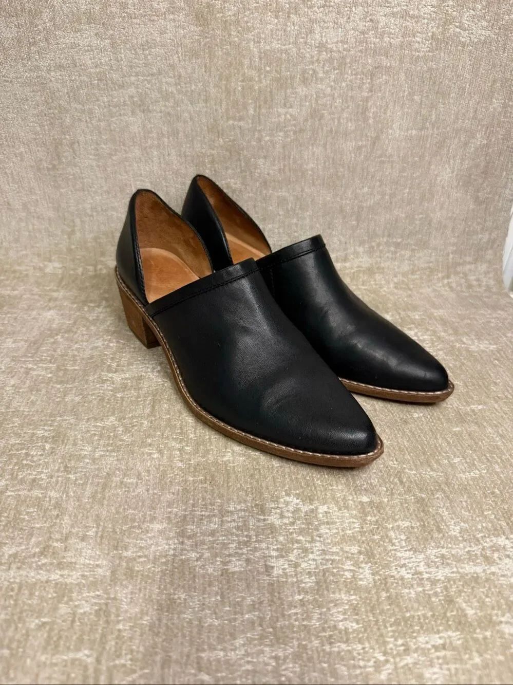Madewell Women's The Brady Lowcut Leather Slip On Ankle Bootie True Black Sz 9.5